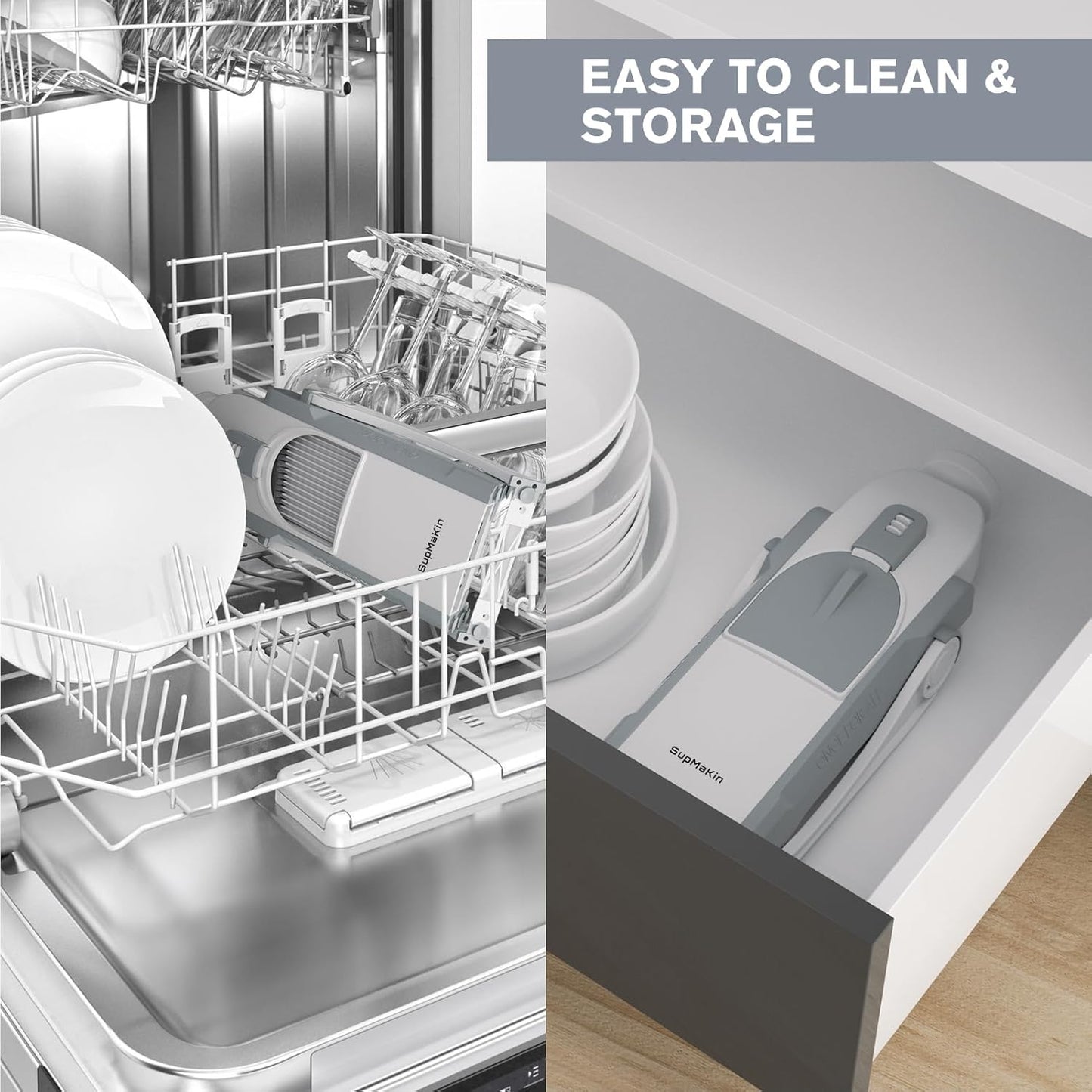 SupMaKin Euroshopping Kitchen Mandolin Safety Slicer Manual Multifunction All Vegetable Cutter Stainless Steel Blade, Julienne, Cubes, Carrot Fried Potato Slicer, Carrot Slicer, Grey