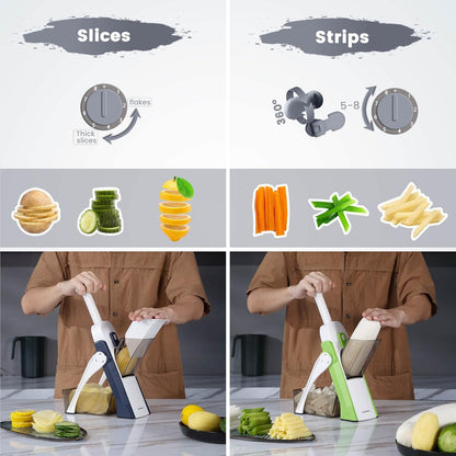 SupMaKin Euroshopping Kitchen Mandolin Safety Slicer Manual Multifunction All Vegetable Cutter Stainless Steel Blade, Julienne, Cubes, Carrot Fried Potato Slicer, Carrot Slicer, Grey