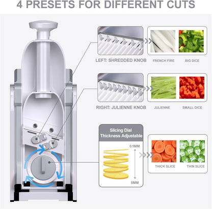 SupMaKin Euroshopping Kitchen Mandolin Safety Slicer Manual Multifunction All Vegetable Cutter Stainless Steel Blade, Julienne, Cubes, Carrot Fried Potato Slicer, Carrot Slicer, Grey