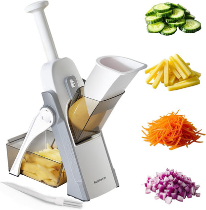 SupMaKin Euroshopping Kitchen Mandolin Safety Slicer Manual Multifunction All Vegetable Cutter Stainless Steel Blade, Julienne, Cubes, Carrot Fried Potato Slicer, Carrot Slicer, Grey
